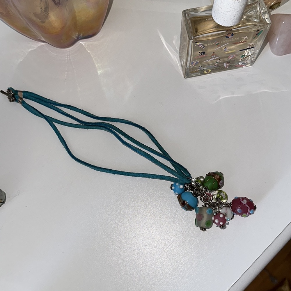 Summer Turquoise rawhide beaded necklace